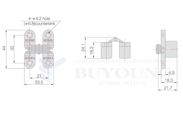 Buried type hinge_drawing
