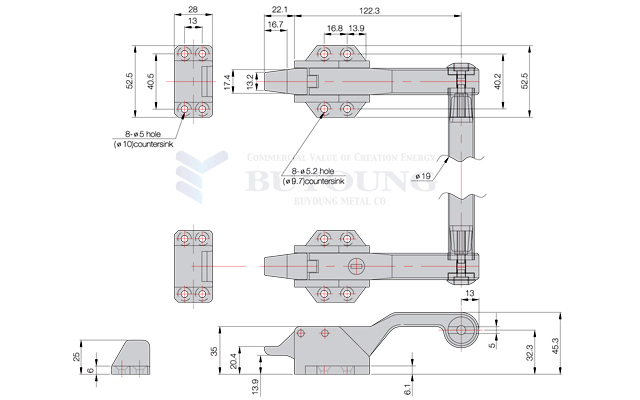 Industrial refrigerator handle_drawing
