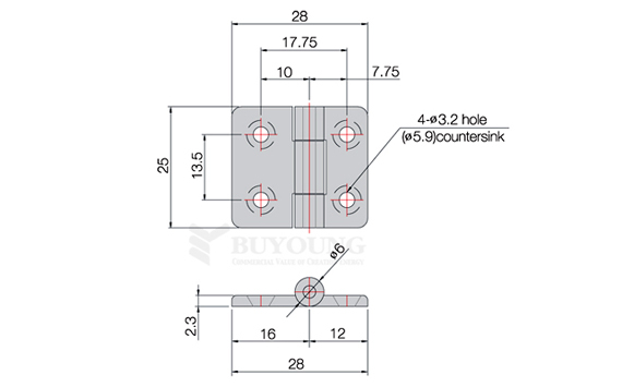 Zinc alloy hinge_drawing